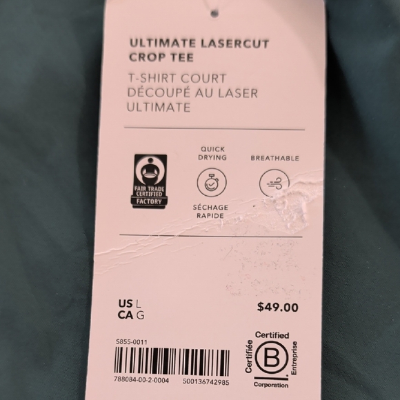 Athleta Ultimate Lasercut Crop Tee Teal NWT - Picture 8 of 8
